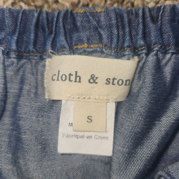 Cloth & Stone Blouse Size S Anthropologie Denim Chambray Shirt Long Sleeves - Picture 3 of 7